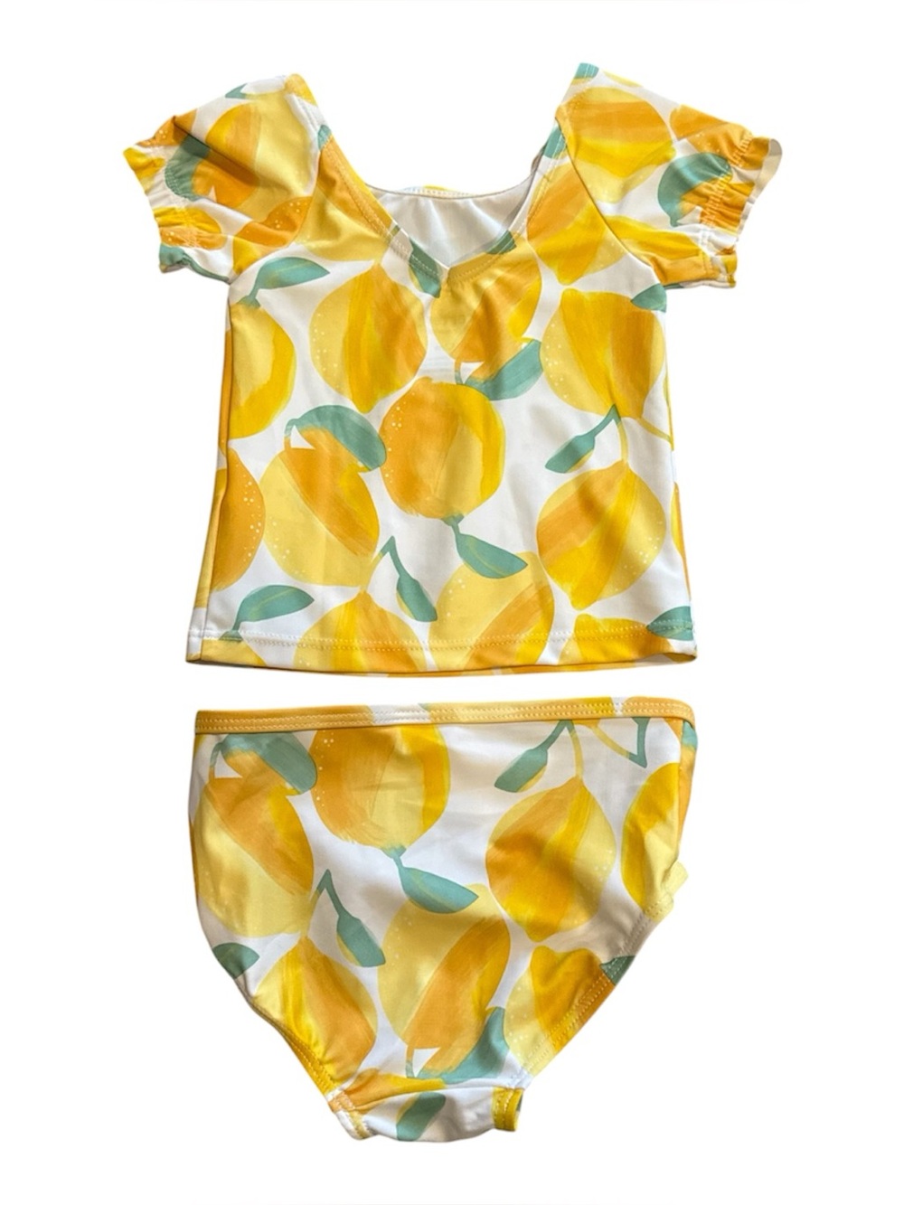 Carter's Baby Girl Lemon Print Swimsuit 12M 2 Piece Yellow Citrus Set